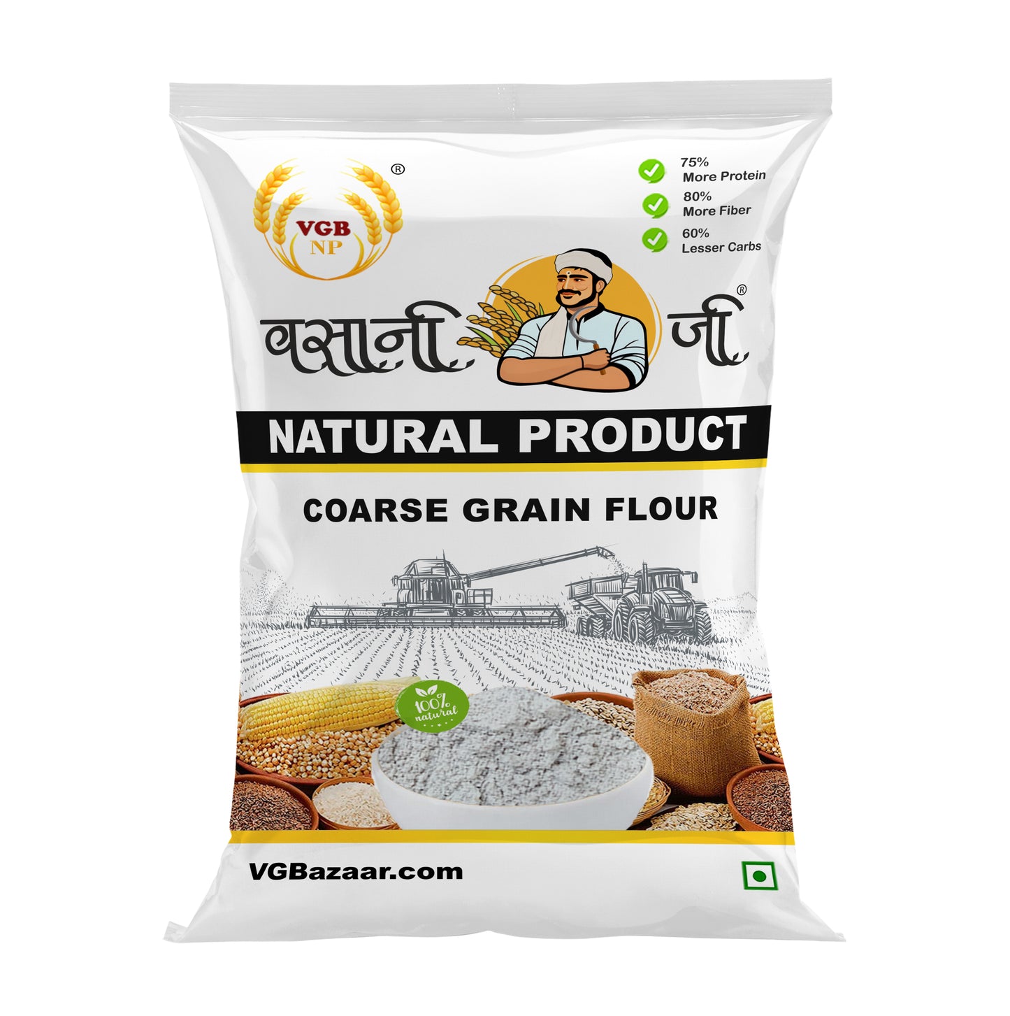 Vasani-G Coarse Multigrain Flour ( Mota Anaj 3 in 1 Mix atta)